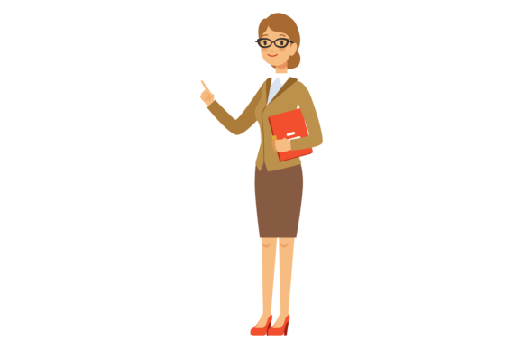Female Teacher with Book Illustration for Creative Projects