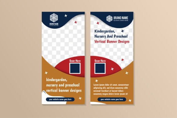 Kindergarden Nursery Vertical Banner Graphics for Print Templates
