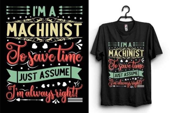 Machinist Typography T-Shirt Design for Graphics and Apparel