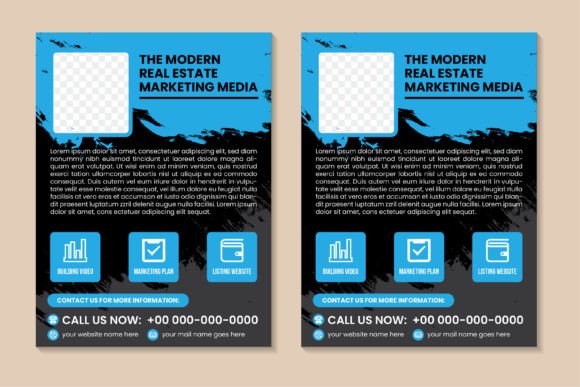 Modern Real Estate Vertical Flyer Graphics for Print Templates