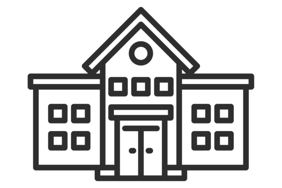 School Line Icon for Graphics and Illustrations
