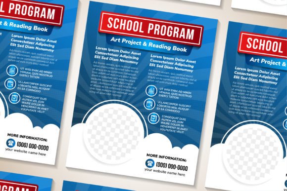 School Program Vertical Banner Graphics for Print Templates