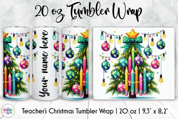 Teacher Christmas Tumbler Wrap Design: A Festive Graphic Asset for Content Publishing