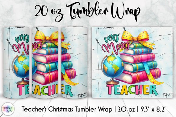 Very Merry Teacher Christmas Tumbler PNG Graphics
